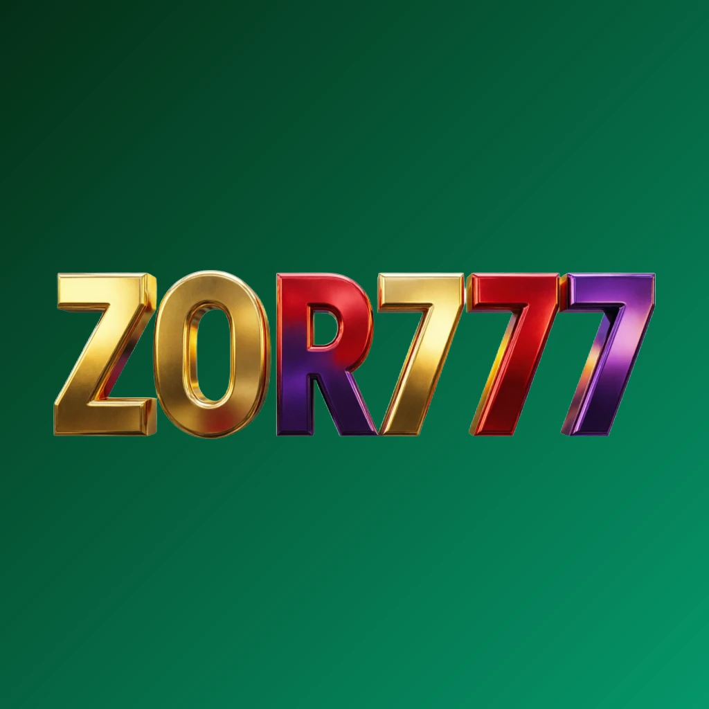 Bright premium ZOR777 logo with thick uppercase typography in vivid gold, red, and purple colors, featuring a polished metallic finish and strong visual impact on a transparent background, designed as a wide horizontal rectangular wordmark for a website header